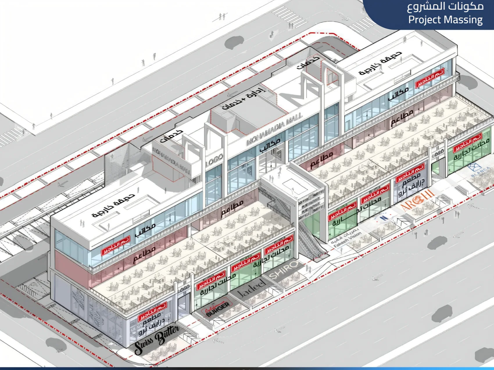 مكونات المشروع — Project Massing